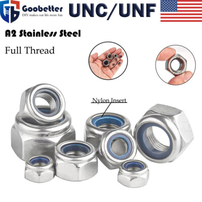 Nylon Insert Lock Nuts Stainless Steel Locking Hex Nut Full Coarse / Fine Thread