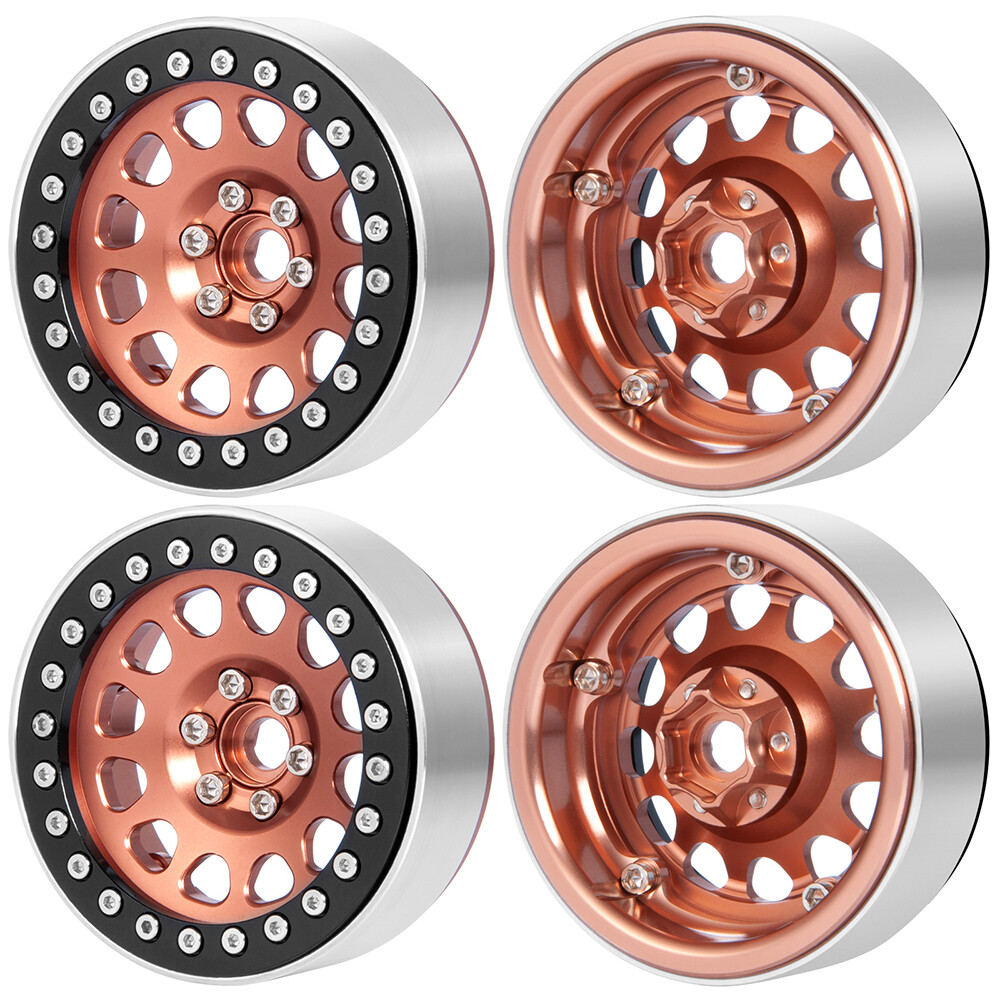 4PCS Alloy 2.2" RC Beadlock Wheels Rim For 1/10 Axial Wraith TRX-4 SCX10 Car