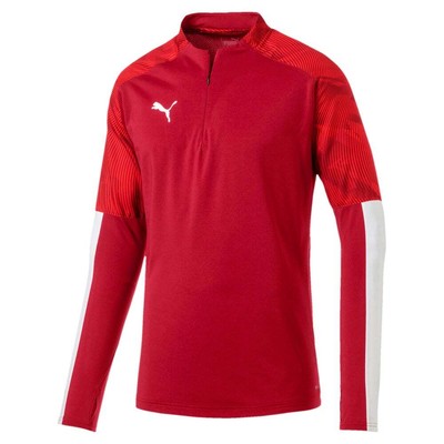 Puma Cup Mock Neck Long Sleeve Soccer 14 Zip Pullover Youth Boys Red Casual 6560