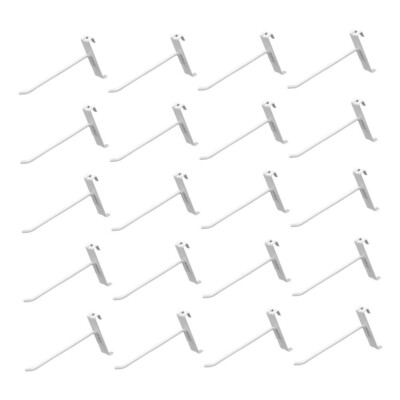 20 Pieces 6 Inch Gloss White Metal Wire Gridwall Hooks Panel Display Hanger