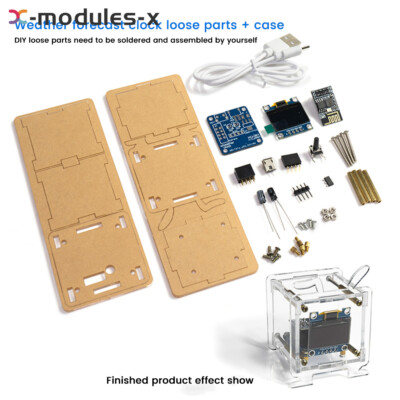 ESP8266 DIY Electronic Kit OLED Display Mini Clock + Shell DIY Soldering Project