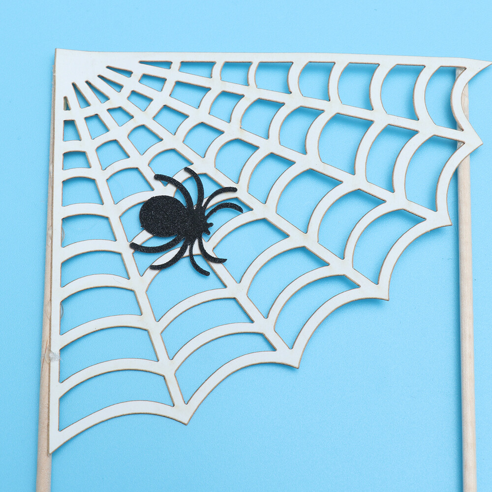 2pcs Cake Topper Picks Decor White Spider Web Design