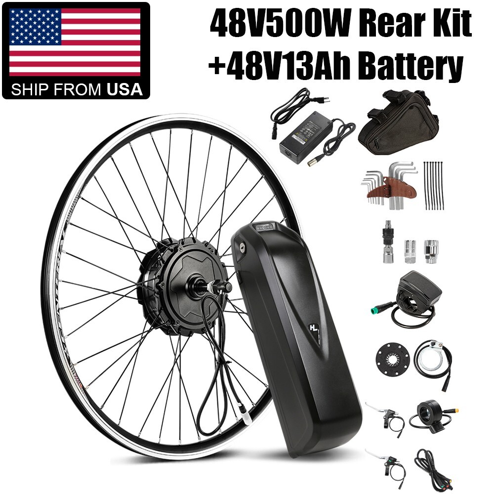 Electric Bike Conversion Kit 26inch 48V 500W E-Bike Motor Hub Wheel with Battery