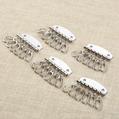 Leather Craft DIY 4/6Teeth Key Holders Keyring Metal Key Row Rivet Hook 1/5Pcs