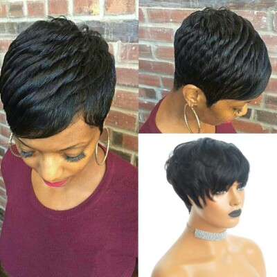 Pixie Human Hair Black Short Cuts Wigs Brazilian Women Hairstyles Natural Wigs