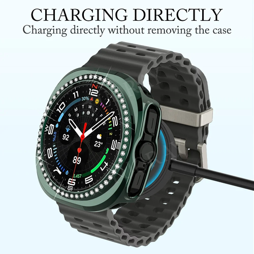 For Samsung Galaxy Watch Ultra 47mm Diamond Bling PC Case Cover Screen Protector