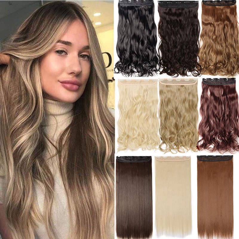 Extra Long Thick Hair Extensions Clip in Straight Curly Hair Piece as