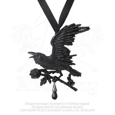 Alchemy Gothic Harbinger & Black Rose English Pewter Pendant 