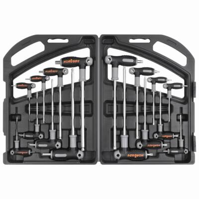 16Pc T-Handle Hex Key & Torx Star Key Set Ball End 2 Drive Allen Wrench Long