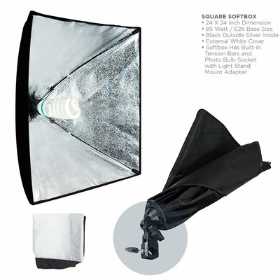 LimoStudio 700W Photo Video Studio Soft Box Lighting Kit 24 x 24 Inch Dimensi...