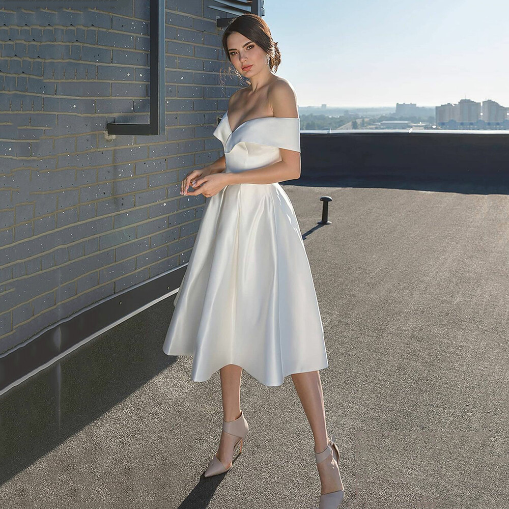 Civil wedding dress, Short Wedding Dress, A Line white bridal skirt | eBay