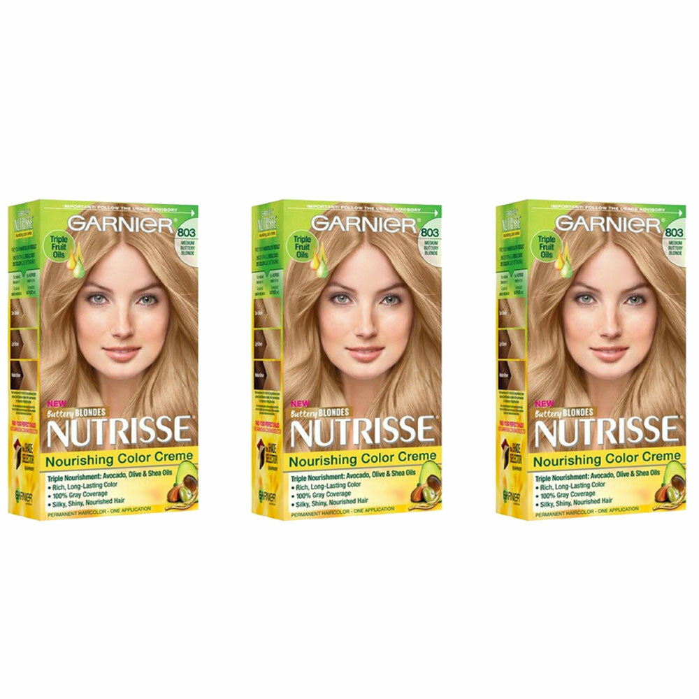 3pk Garnier Nutrisse Hair Color Nourishing Dye 803 Medium Buttery