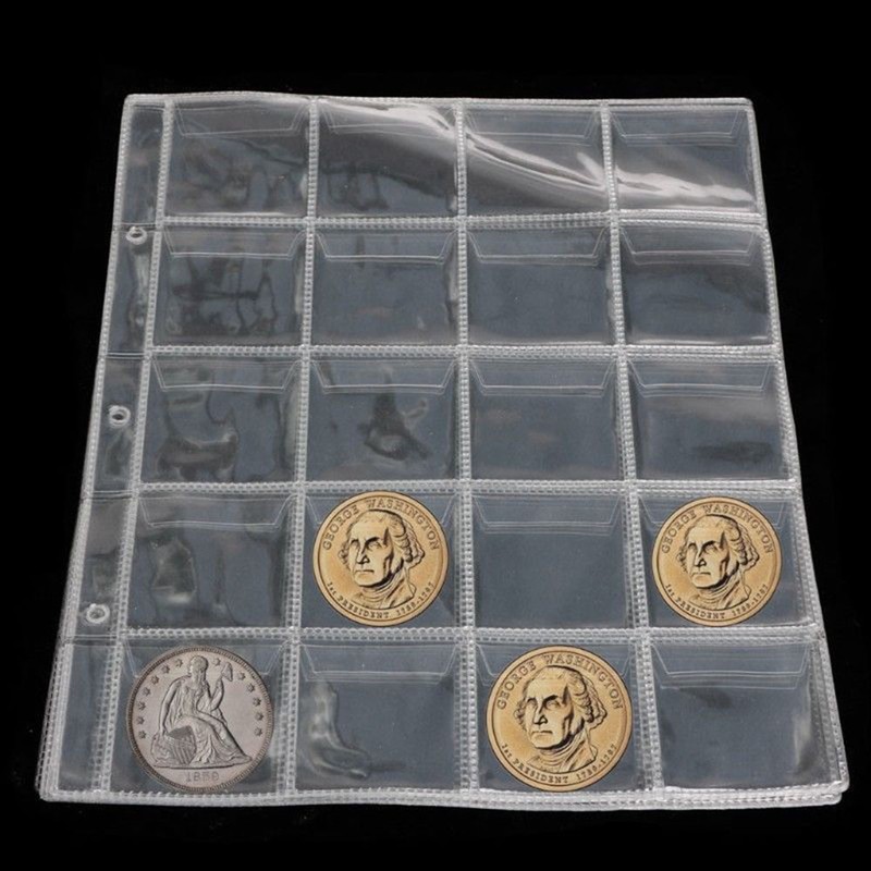 1Sheet Clear 20 Pockets Plastic Coin Holders Storage Collection Money Album Case eBay