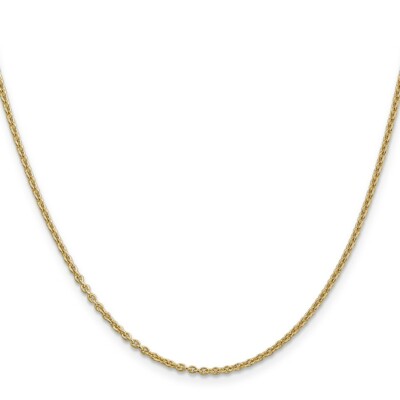 Pre-owned Skyjewelers Real 14kt Yellow Gold 1.95mm Round Cable Chain; 20 Inch; Lobster Clasp