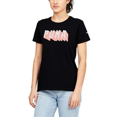 

Футболка Puma 80S Graphic с круглым вырезом и короткими рукавами, женские повседневные топы размера  671, Черный