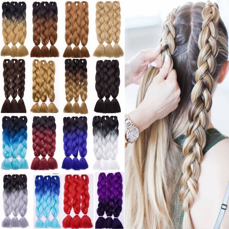 Jumbo Braiding Hair Extension Two Tone Color Synthetic Box Braids