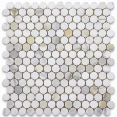 G93XP Calacatta Gold Calcutta Marble Quarter Penny Round Mosaic Tile Polish