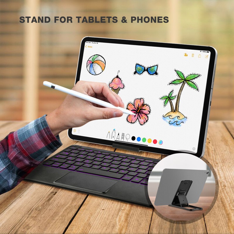 US Backlit Bluetooth Wireless Keyboard W/ Touchpad Mouse for Android IOS Tablet