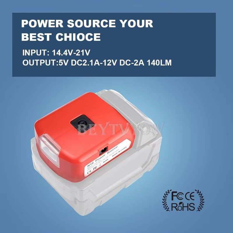 Battery Adapter Compatible with Milwaukee 18V Battery USB Charger Adapter with D