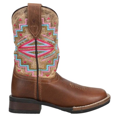 

Roper Monterey Aztec Square Toe Cowboy Youth Girls Brown Casual Boots 09-018-09, Коричневый, Roper Monterey Aztec Square Toe Cowboy Youth