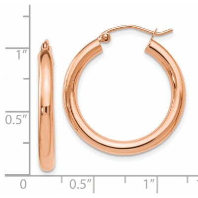 Pre-owned Superdealsforeverything Real 14kt Rose Gold 3mm Polished Hoop Earrings In Pink