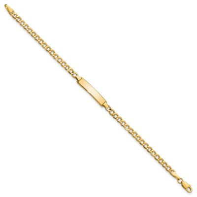 Pre-owned Skyjewelers Real 14kt Semi-solid Cuban Link Id Chain Bracelet; 7 Inch In Yellow