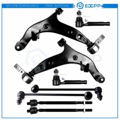 8PCS Front Lower Control Arms Sway Bars Tie Rods Suspension Kit For Nissan Quest