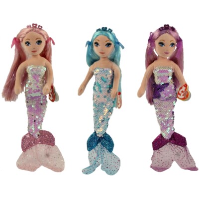 TY Sea Sequins Plush Mermaids -SET OF 3 (Cora, Lorelai & Indigo)(Regular 10 inch