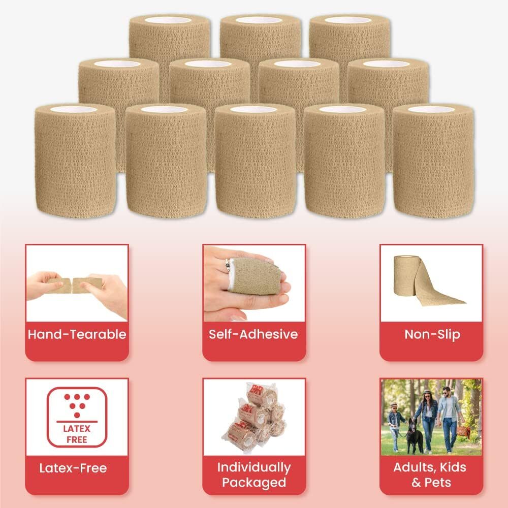 Ever Ready First Aid Self Adherent Cohesive Bandages 3" x 5 Yards - 6-24 COUNT