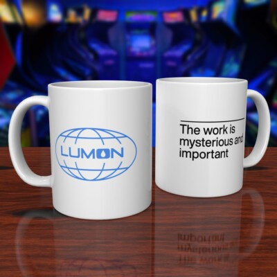 Severance TV Show Lumon Logo & Quote Kier Eagan Mug Version 1