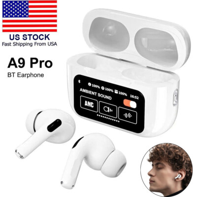 TWS Smart LCD Touch Screen Bluetooth Headset ANC Wireless Headphones Earbuds US