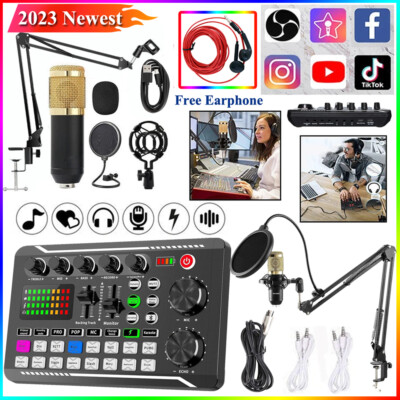 Podcast Equipment Bundle Condenser Microphone Audio Mixer Studio Recording Kit