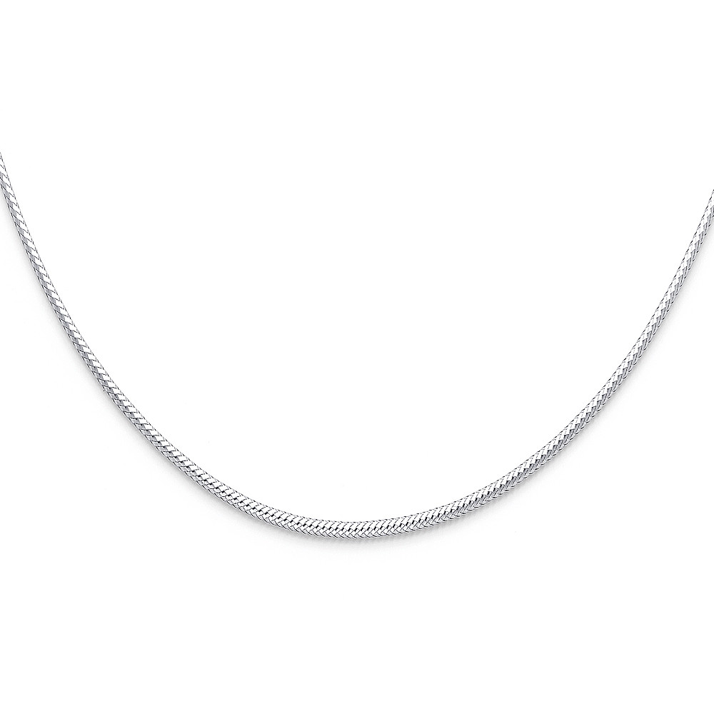 OMEGA REAL 14K WHITE GOLD 2MM SPARKLE OMEGA NECKLACE CHAIN 17" INCH FOR WOMEN 2 MM