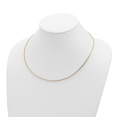 Pre-owned Superdealsforeverything Real 14kt Yellow Polished W/2in. Ext. Round Twisted Omega Necklace; 18 Inch
