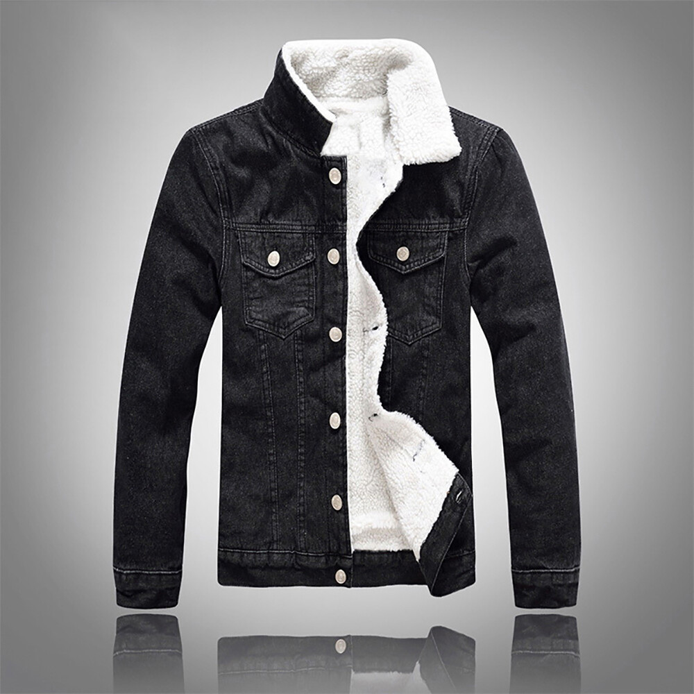 Men Winter Fleece Lined Trucker Coat 