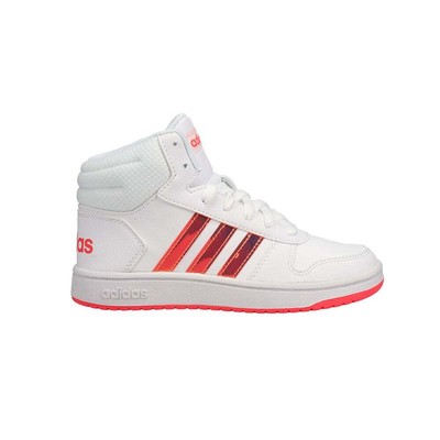 Adidas Hoops Mid 2.0 High Top Молодежные девушки Белые кроссовки Повседневная обувь FW7610