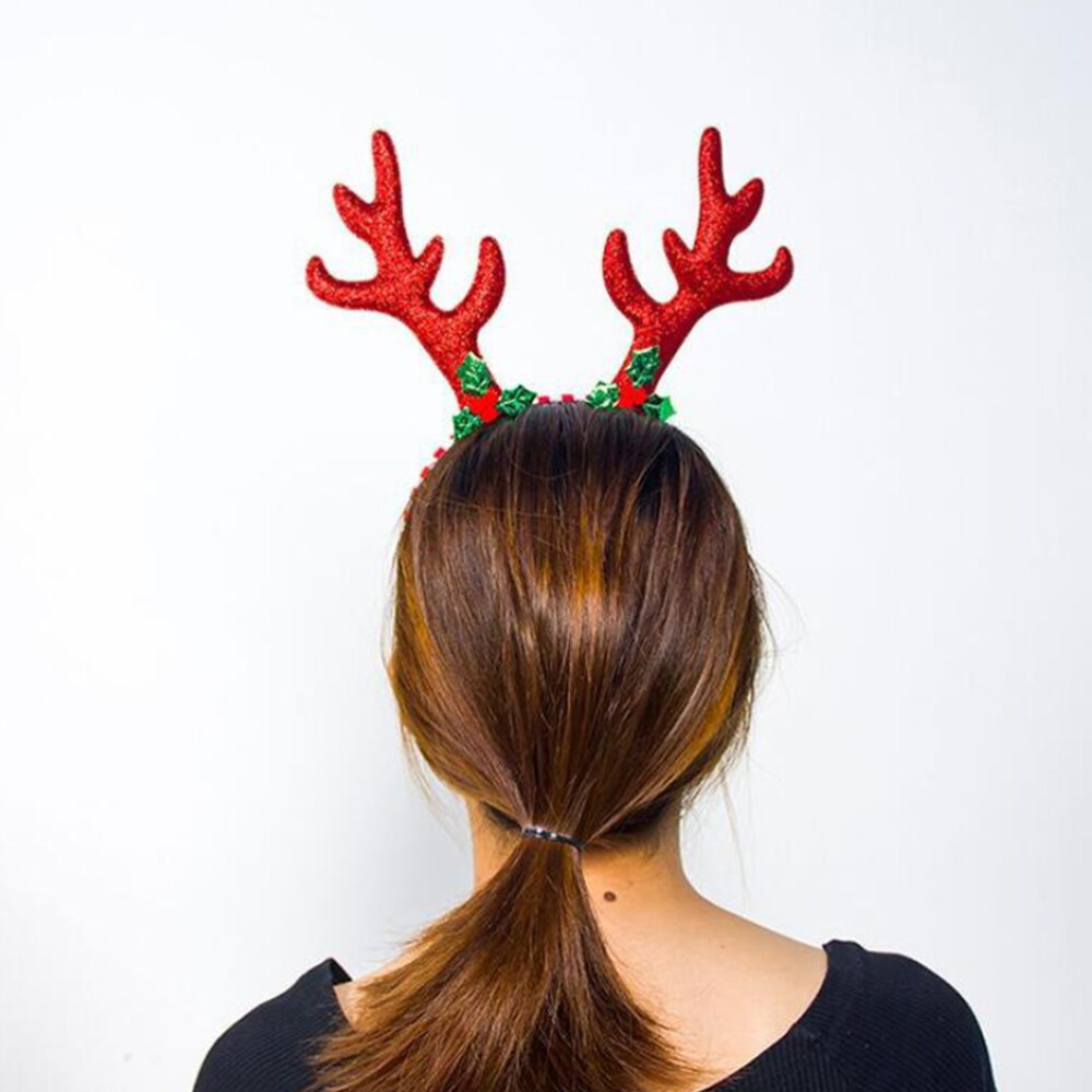 3Pcs Christmas Deer Headband Antlers Headdress Headpiece Headwear Xmas Hair Hoop