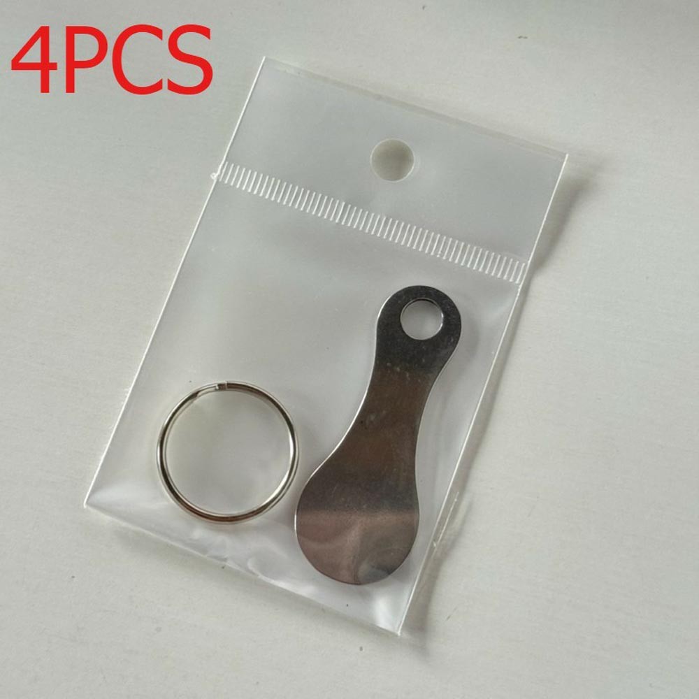4 Pack Stainless Steel Shopping Cart Token Keychain Grocery Cart Unlocker Tool