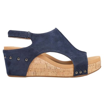 

Синие женские повседневные сандалии на танкетке Corkys Carley 30-5316-NVSU, Синий, Corkys Carley Suede Wedge