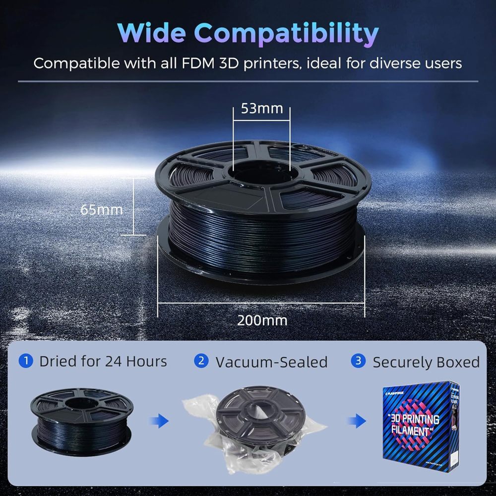 FLASHFORGE PLA Filament 1.75mm Color Changeable 3D Printer Filament 1kg (2.2lb)