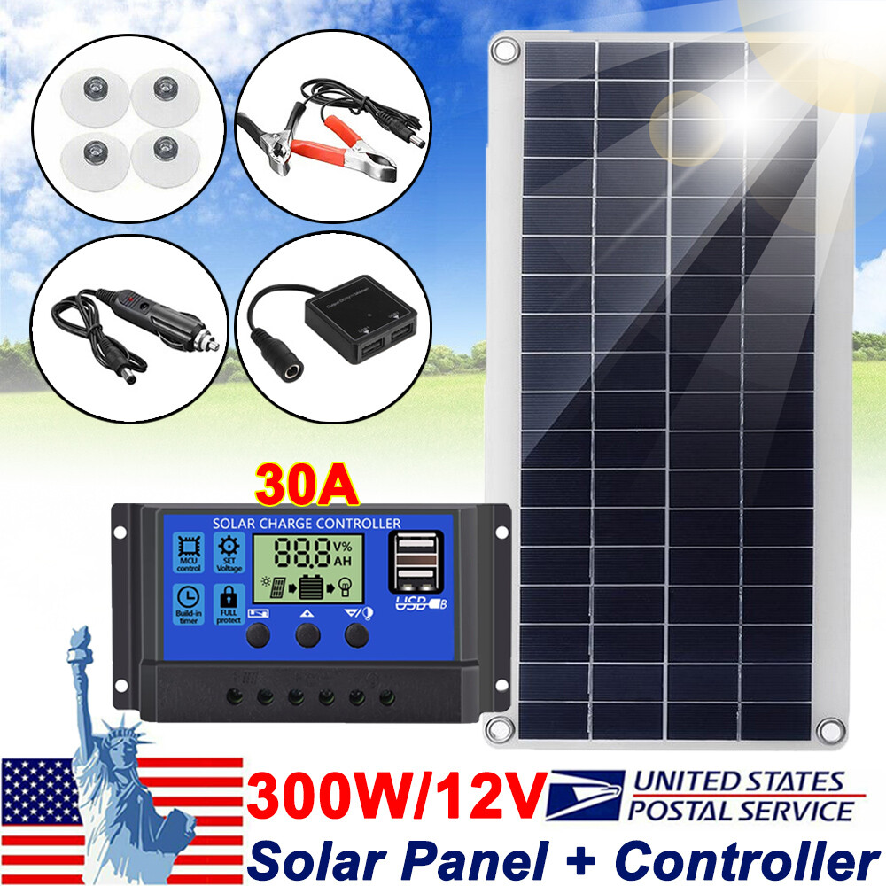 300 Watts Solar Panel Kit 30A 12V Battery Charger with Controller Caravan Boat