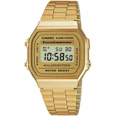 Casio Vintage A168WG-9 GOLD Stainless Steel Digital Casual Watch Alarm Stopwatch