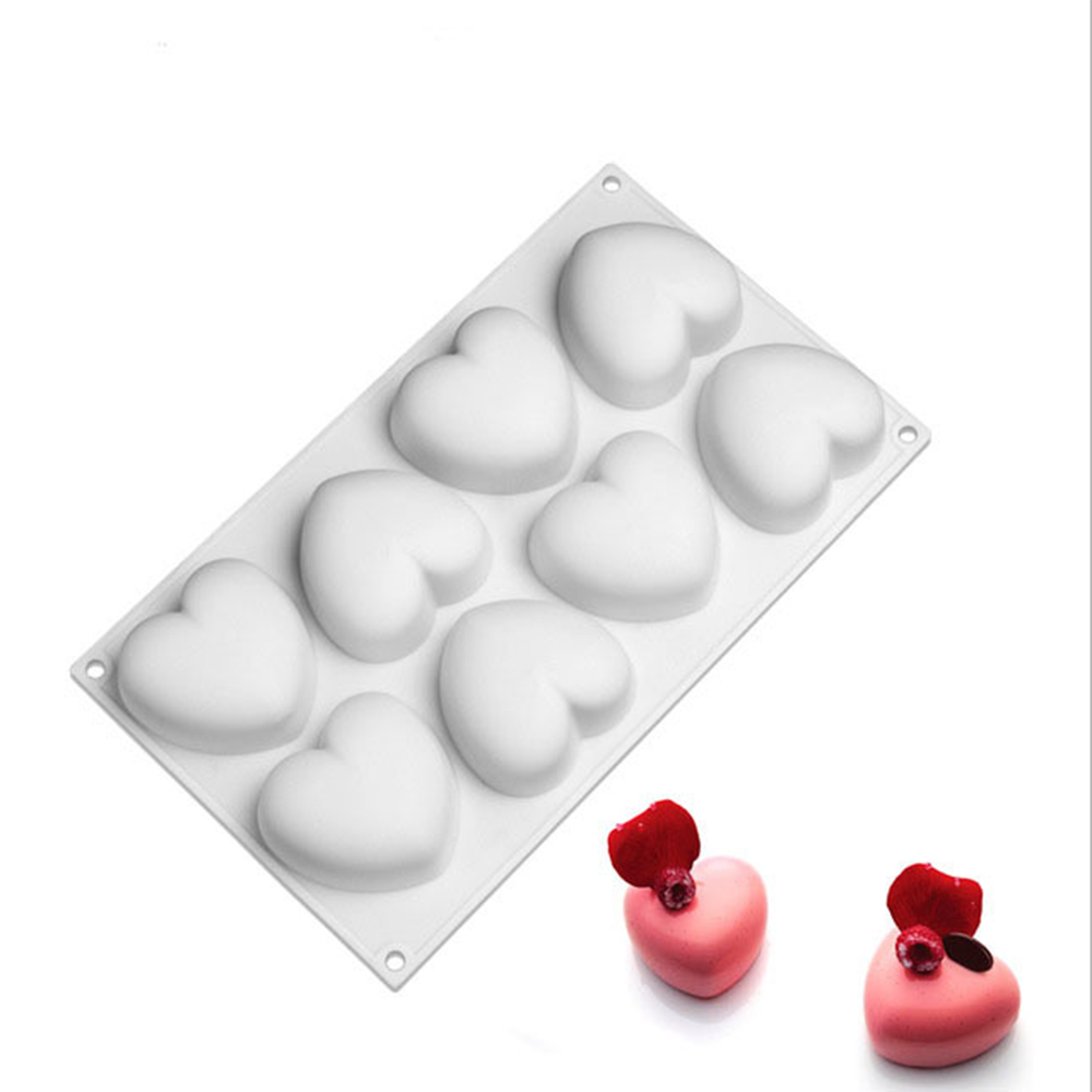 8-Cavity Love Heart Shape Mousse Biscuit Chocolate Mould Dessert Baking Tool