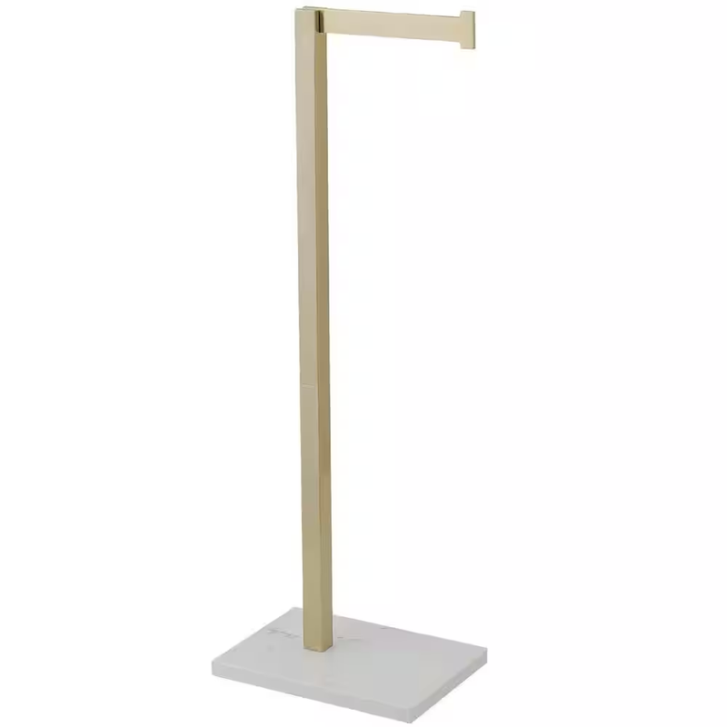 Toilet Paper Holder Stand Freestanding Brushed Gold Marble Base Bathroom Tissue