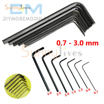 7pcs Hexagon Wrench Hex Key Allen Wrench Set Short Long Arm Steel Metric 0.7-3mm