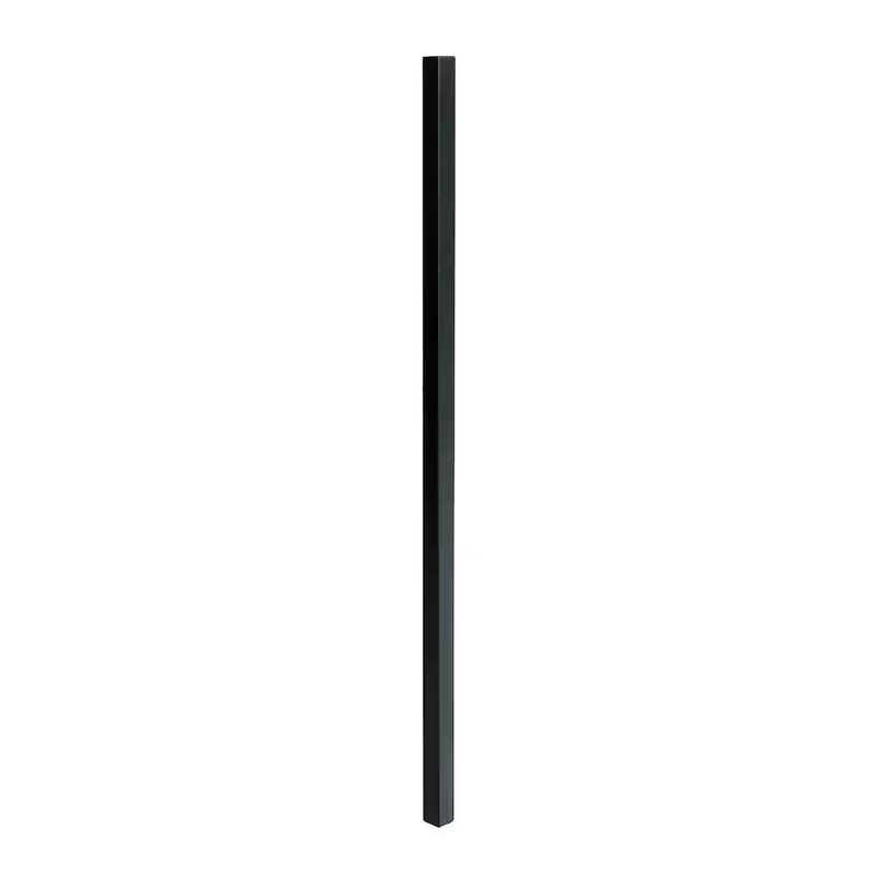Black Metal Fence Post 2x2 4.5ft Steel Galvanized Powder Coated Inground Durable
