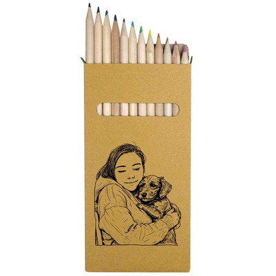 12 x 'Dog Snuggling With Owner' Long Colour Pencils (PE00066573)