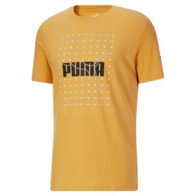 

Puma Reflective Graphic Crew Neck Short Sleeve TShirt Mens Size  Casual Tops 8, Желтый, Puma Reflective Graphic Crew Neck Short Sleeve TShirt