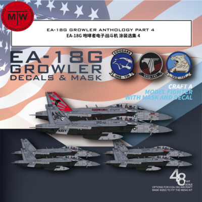 Galaxy 1/48 EA-18G Growler Anthology Part 2/1/4/6 Decal & Mask for Meng Model