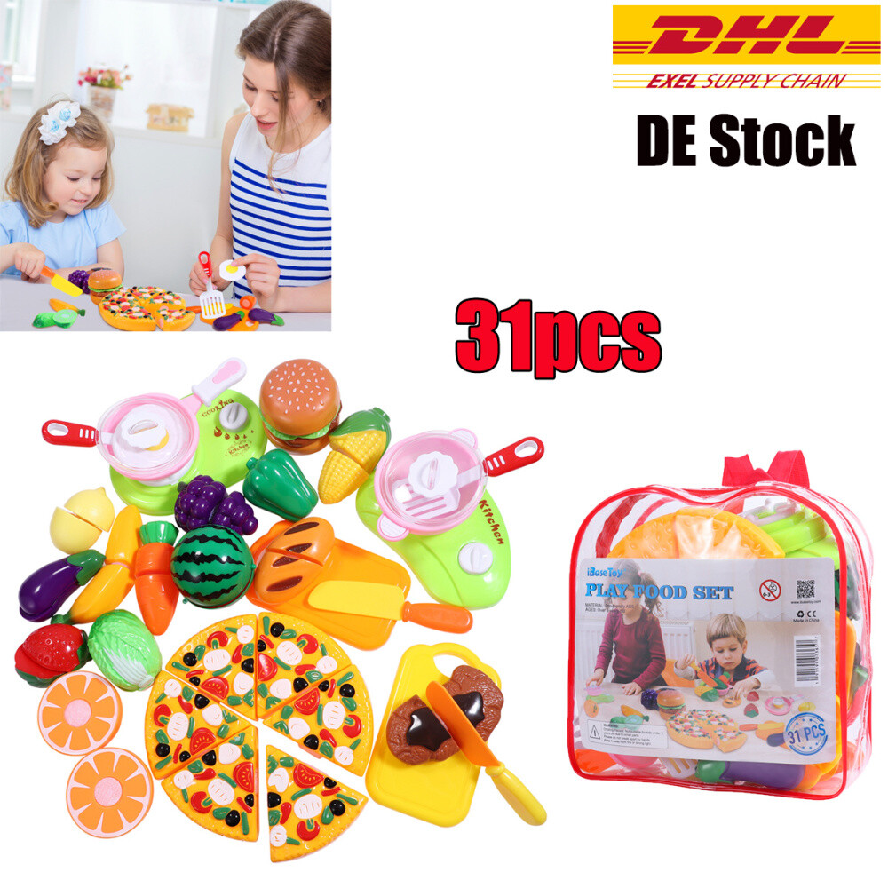 31tlg Obst und Gemüse Schneiden Lebensmittel Kinderküche Küchenspielzeug 9430